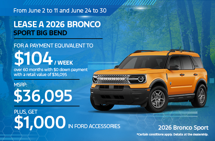 Bannière de Bronco Sport 2026